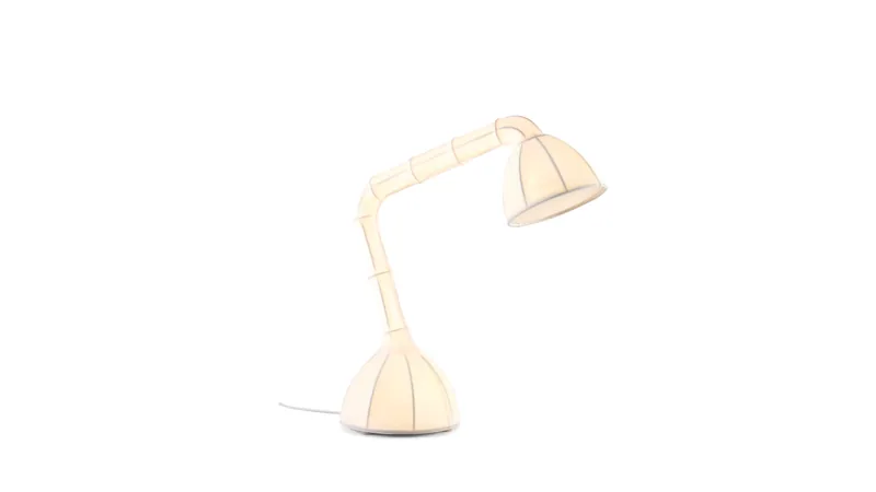 Product photo: a cream articulated lamp photographed on a white background