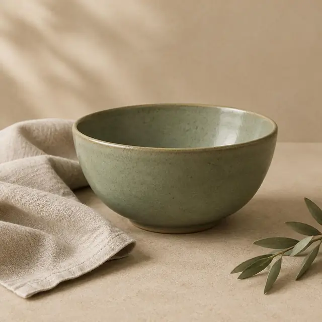 Approved export: sage stoneware bowl